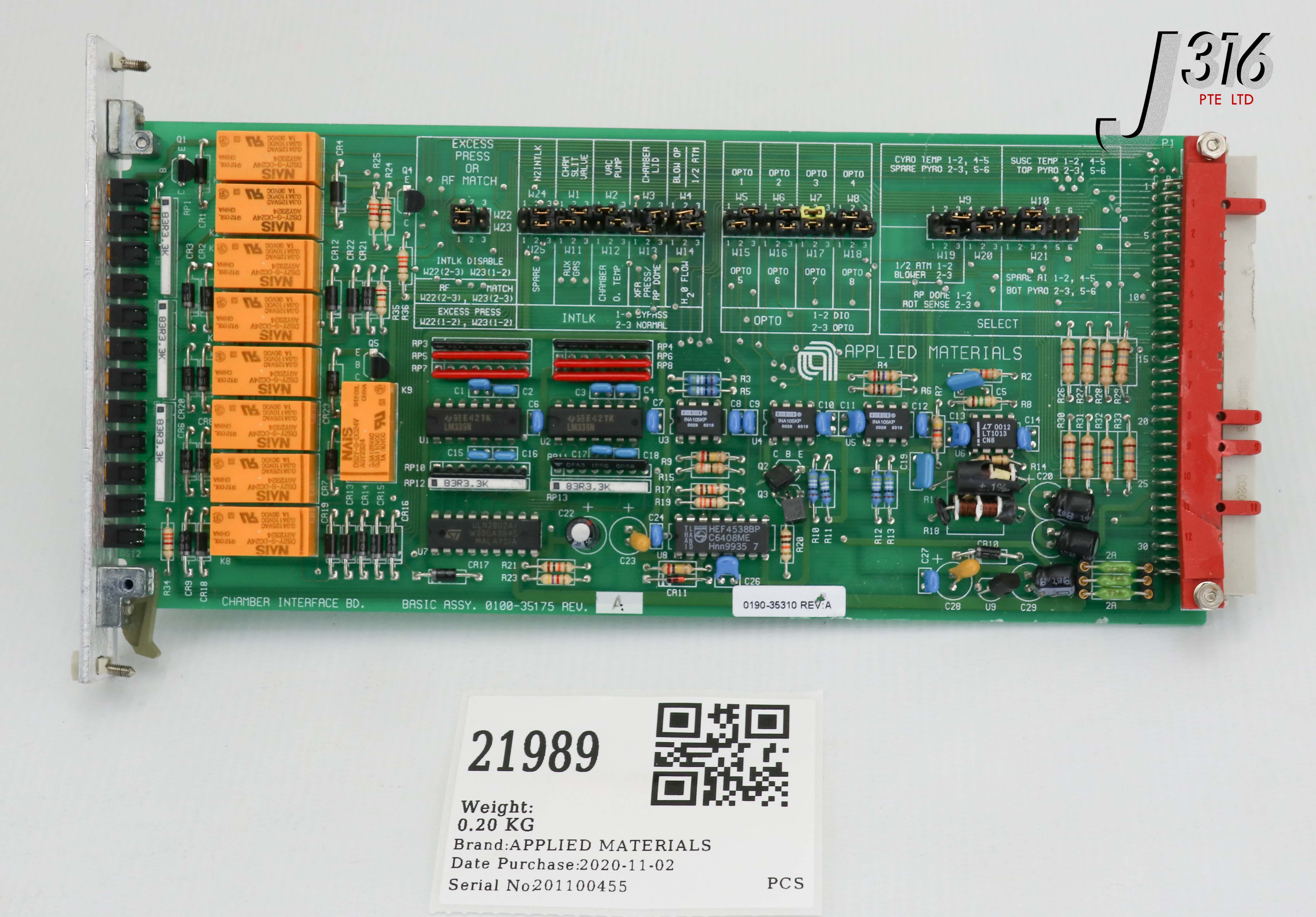21989 APPLIED MATERIALS PCB, ASSY RTP CHAMBER INTERFACE, 0190